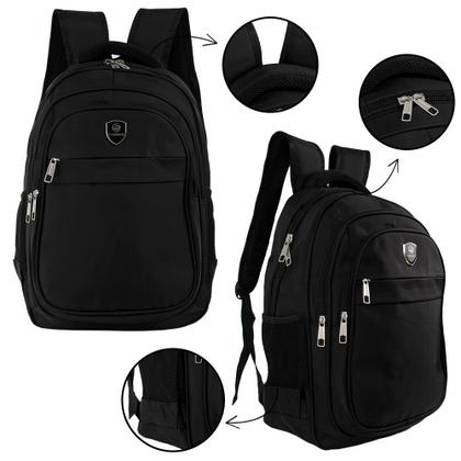 Imagem de Mochila Reforçada Preta Executiva Bolsa Grande P/Notebook