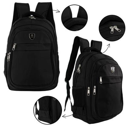 Imagem de Mochila Reforçada Preta Executiva Bolsa Grande P/Notebook