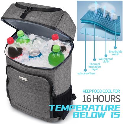 Imagem de Mochila refrigeradora BAGLHER 30 latas isoladas, à prova de vazamentos, cinza