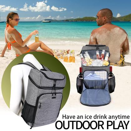 Imagem de Mochila refrigeradora BAGLHER 30 latas isoladas, à prova de vazamentos, cinza