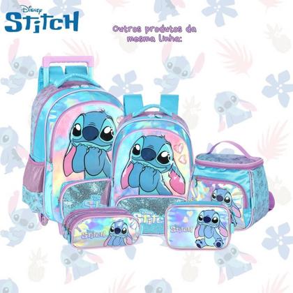 Imagem de Mochila Rodas Stitch Disney Infantil Meninas Escolar Azul