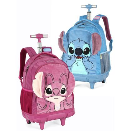 Imagem de Mochila Rodinha Bordado Pelúcia Stitch Angel