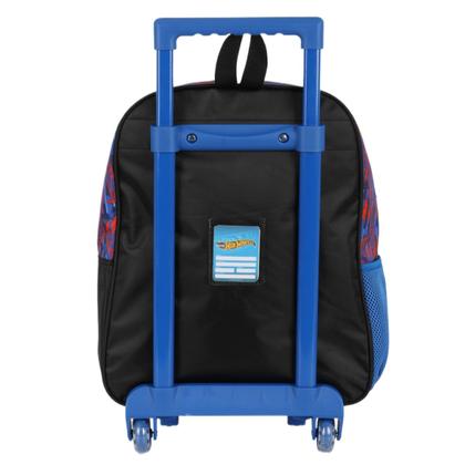 Imagem de Mochila Rodinha Escolar Infantil Masculina Hotwheels Azul