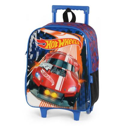 Imagem de Mochila Rodinha Escolar Infantil Masculina Hotwheels Azul