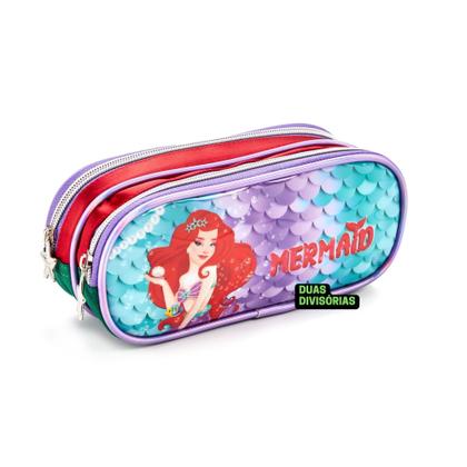 Imagem de Mochila Rodinha Escolar para Menina Sereia Infantil Kit com Lancheira Estojo