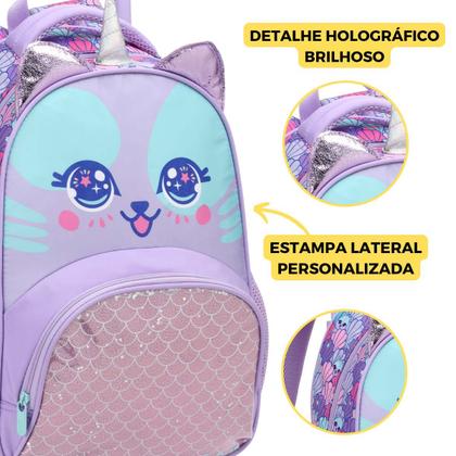 Imagem de Mochila Rodinha Gatinha Panda Escolar Meninas Infantil