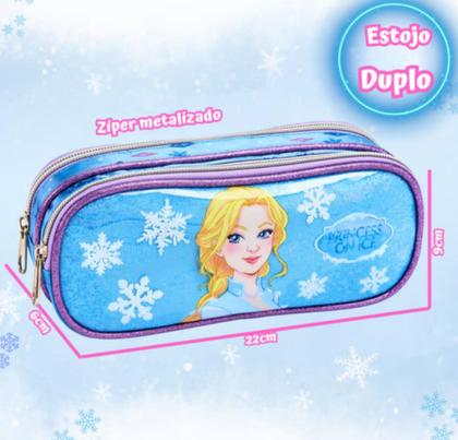 Imagem de Mochila Rodinha Lancheira Térmica Estojo Frozen Azul Menina(KT42151)