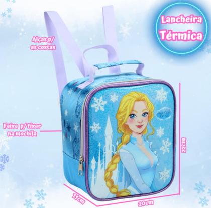 Imagem de Mochila Rodinha Lancheira Térmica Estojo Frozen Azul Menina(KT42151)