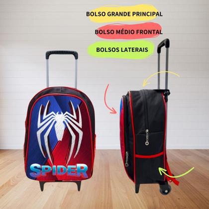 Imagem de Mochila Rodinha Masculina Infantil Escolar Reforçada Grande Criança 