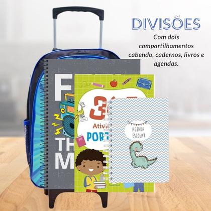 Imagem de Mochila Rodinha Masculina Infantil Escolar Reforçada Grande Criança 