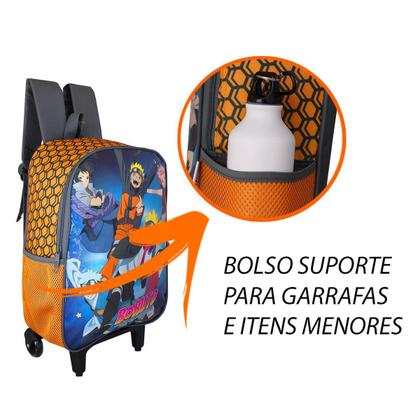 Imagem de Mochila Rodinhas Boruto + Estojo + Kit Lanche Naruto Laranja