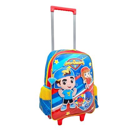 Imagem de Mochila Rodinhas Escolar Os Aventureiros Luccas Neto Azul 