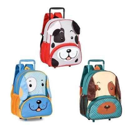 Imagem de Mochila Rodinhas Infantil Escolar 15" Cachorro Cinza - Clio