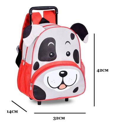 Imagem de Mochila Rodinhas Infantil Escolar 15" Cachorro Cinza - Clio