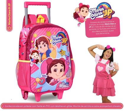 Imagem de Mochila Rodinhas Maria Clara Jp Youtube Infantil Rosa Clio