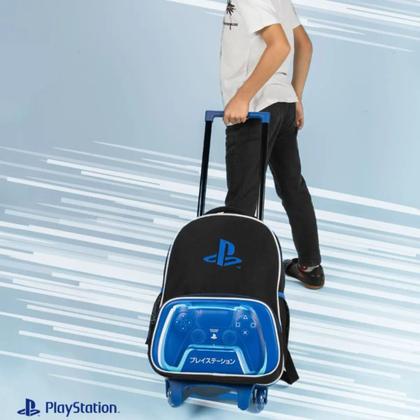 Imagem de Mochila Rodinhas Playstation Azul Escolar Video Game Focus Pacific