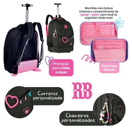 Imagem de Mochila Rodinhas Rebecca Bonbon Com Lancheira e Estojo Box