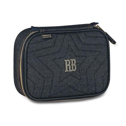 Imagem de Mochila Rodinhas Rebecca Bonbon Jeans com Lancheira e Estojo