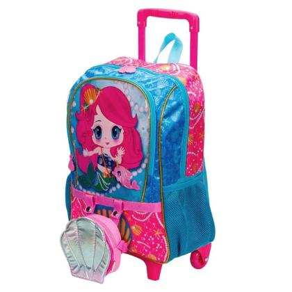 Imagem de Mochila Rodinhas Sereia Anime Mermaid + Bolsa Sestini