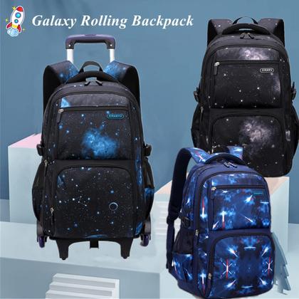 Imagem de Mochila rolante Bansusu Galaxy Print para meninos com rodas