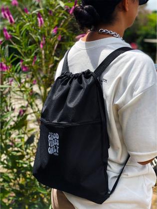 Imagem de Mochila Saco Nylon GOOD VIBES ONLY Academia Esportiva Gym Bag Fitness Unissex Cordão Preto Sack Outline Nylon Resistente Sacochila