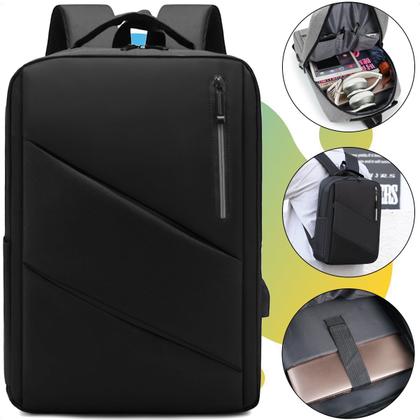 Imagem de Mochila Slim Impermeável Para Notebook 15.6 Executiva Resistente Reforçada Masculina Feminina Usb Macbook Dell Acer Hp