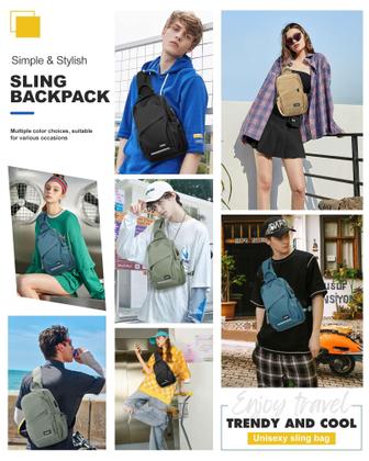 Imagem de Mochila Sling SEAFEW Impermeável de Nylon - Preta - Unissex