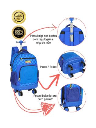 Mochila Sonic 4 Rodas 360º com Alça MC47542 - Luxcel - Mochilas