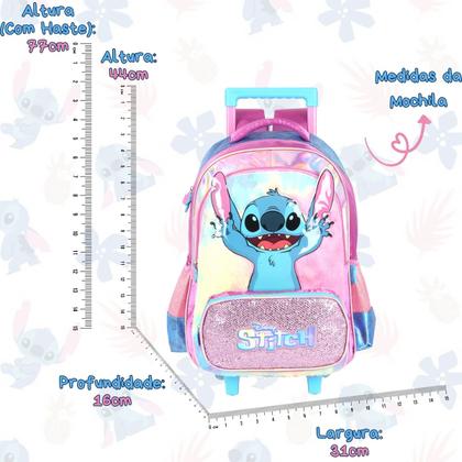Imagem de Mochila Stitch Rodas Infantil Disney Meninas Kids Escolar