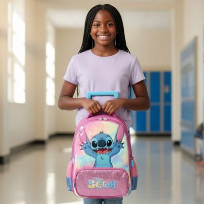 Imagem de Mochila Stitch Rodas Infantil Disney Meninas Kids Escolar