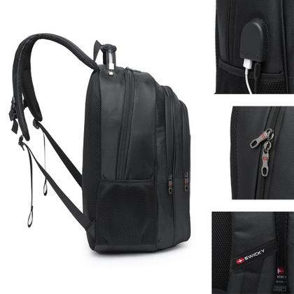 Imagem de Mochila Swicky Bolsa Executiva Entrada USB e Fone Notebook Grande Espaçosa Reforçada