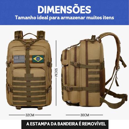 Imagem de Mochila Tática Militar 50L Impermeável Super Reforçada para Camping / Verde