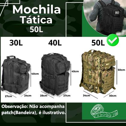 Imagem de Mochila Tática Militar Grande Forte Impermeável 50 Litros