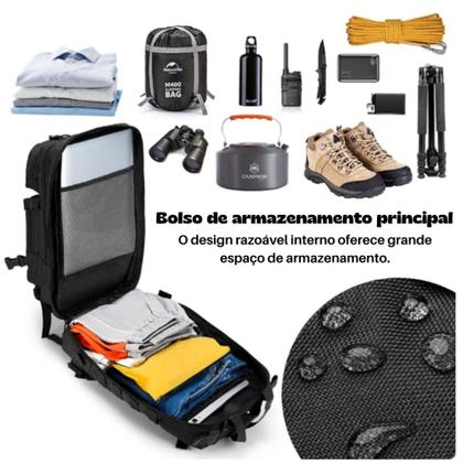 Imagem de Mochila Tática Preta  Estilo Militar, Super Reforçada, Leve e com Vários Compartimentos