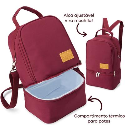 Imagem de Mochila Térmica Amamente+ Duo Ice com Potes para Leite Materno 200ml Super Mamãe e Trocador Portátil