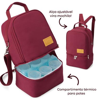 Imagem de Mochila Térmica Amamente+ One Ice com Potes para Leite Materno 200ml Super Mamãe Trocador Portátil