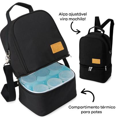 Imagem de Mochila Térmica Amamente+ One Ice com Potes para Leite Materno 200ml Super Mamãe Trocador Portátil