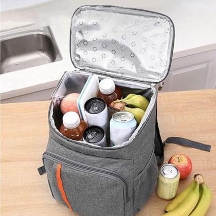 Imagem de Mochila Térmica Cooler 18L Impermeável Quente Frio - Cinza