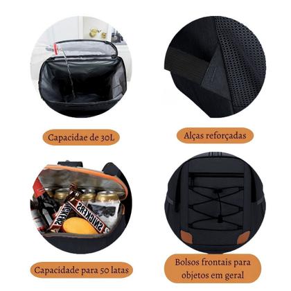 Imagem de Mochila Térmica Grande 30l Impermeavel Resistente Bolsa Isolamento Cooler Acampamento Portátil Trilha Praia Fitness Lancheira Pescaria 50 Latas 