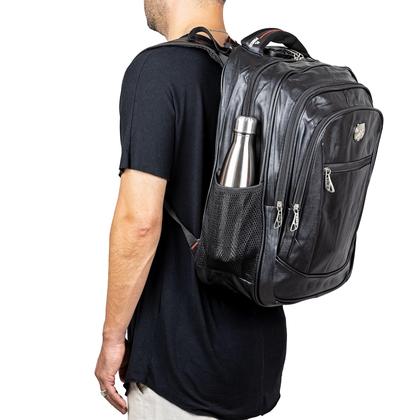 Imagem de Mochila Tigre Executiva Couro Cadeado Antifurto Masculina Feminina Preta 