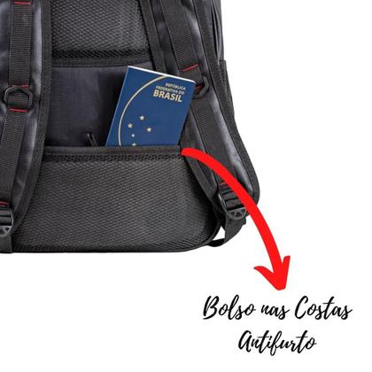 Imagem de Mochila Tigre Executiva Couro Cadeado Antifurto Masculina Feminina Preta 