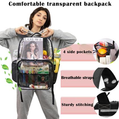 Imagem de Mochila transparente GiMiuito Mochila transparente 45 cm preta escolar