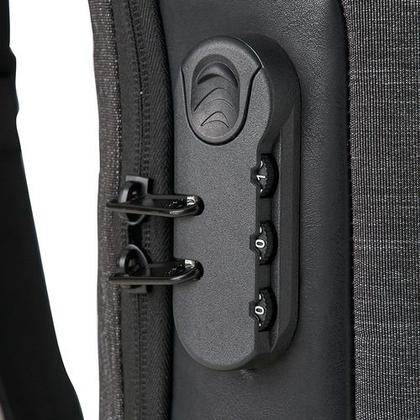 Imagem de Mochila Transversal Anti Furto Diagonal Masculina Feminina De Ombro Com Cadeado