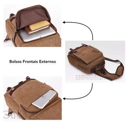 Imagem de Mochila Transversal Ou Costas De Lona Moderna Resistente