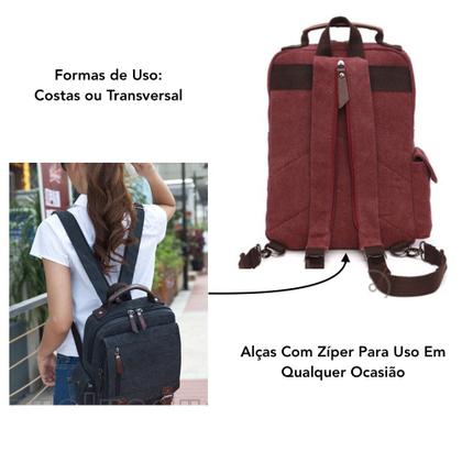 Imagem de Mochila Transversal Ou Costas De Lona Moderna Resistente