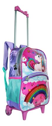 Imagem de Mochila Unicórnio Rodinhas Meninas Escolar Grande Dl1328