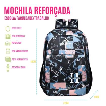 Imagem de Mochila Versátil P/ Faculdade Trabalho Escolar Viagem Reforçada Resistente C/ Compartimento Interno Compacta