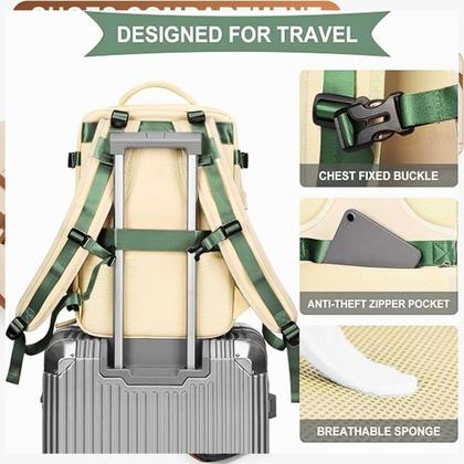 Imagem de Mochila Viagem de Avião Bagagem de Mão Ergonômica Compart. P/ Calçados, Notebook e Objetos Molhados