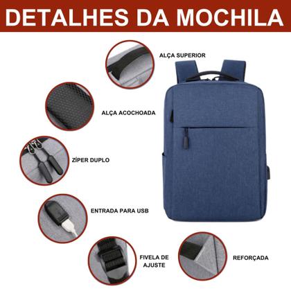 Imagem de Mochila Viagem de Bordo Escolar À Prova D'água Executiva Notebook Reforçada