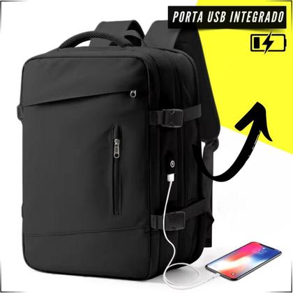 Imagem de Mochila Viagem Impermeável Expansivel Grande Bagagem De Mão Low Cost 40 Litros CINZA
